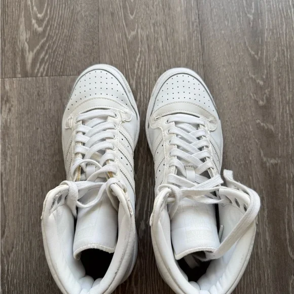 Adidas - White High-Top Sneakers - Men’s 8 (Women’s 9) - Picture 5 of 8